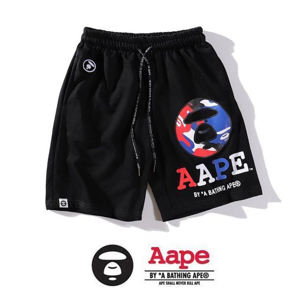 

mens designer shorts street tide brand thin black animal print ape shorts designer summer 5 points pants w668, White;black