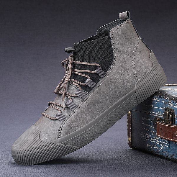 

outdoor comfortable fashion casual male shoes men high-sneakers for men loafers moccasins leather shoes 2019 new, Black
