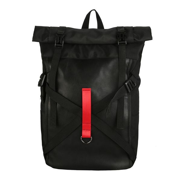 

leisure backpack cloth fashion student bagpack stitching couple trend rucksack street youth multi-function bag wear sac