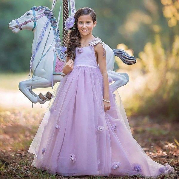 

fashion design flower girls dresses light purple ruffles ball gown girl pageant dresses hand made flower formal gowns, White;blue