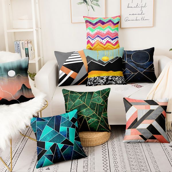 

аннотация геометрия золотых фольги печатного thin белье наволочка главной подушка украшение almofadas decorativas para диван throw подушка