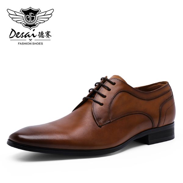 

desai genuine cow leather shoes men winter derby black brown casual shoe for male formal row 2019 fashion new latest