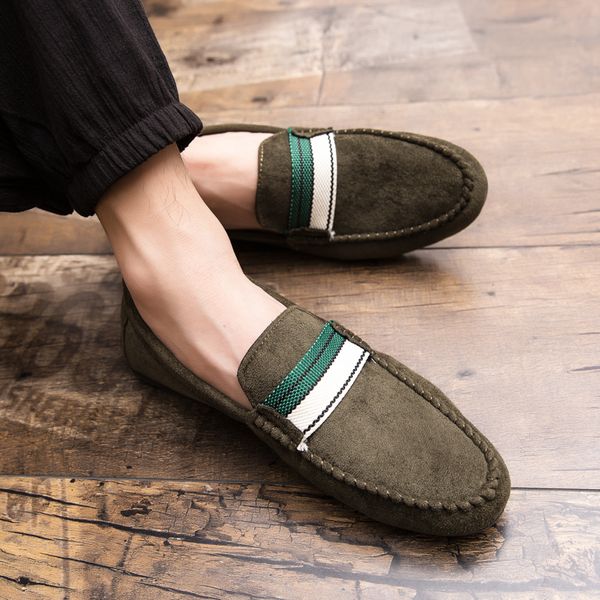 

fashion suede peas shoes men driving shoes 39-44 men's moccasins comfortable soft slip on loafers lightweight casual male, Black