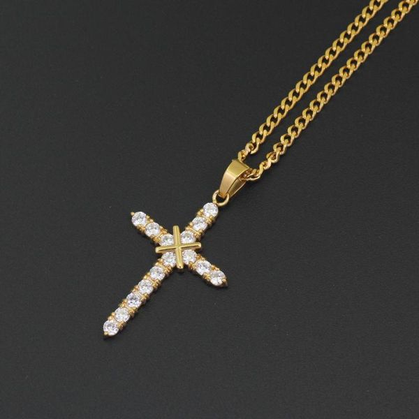 

взрыв хип-хоп из нержавеющей стали ожерелье крест циркон кулон хип-хоп ювелирных изделий завод прямых продаж, Silver