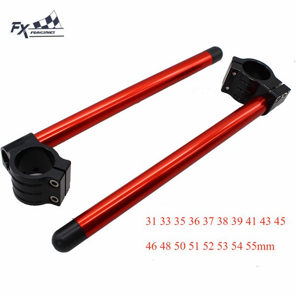 

red cnc motorcycle clip on ones clipon 31 33 35 36 37 38 39 41 43 45 46 48 50 51 52 53 54 55mm handlebar fork clamp handle bar