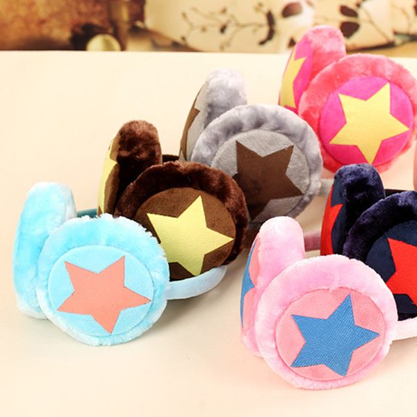 

регулируемые зимние теплые наушники для детей взрослых звезды плюшевые меха уха муфты уха крышка милый оголовье многоцветный подарок для дев, Blue;gray