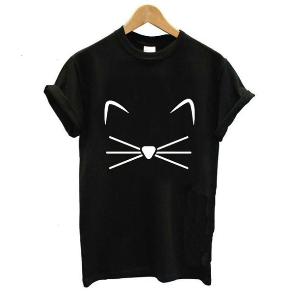 

harajuku zwarte футболка vrouwen топы punk мультфильм kat краткого печать футболок femme t shirt toevallige o халс rock льняных топы, White