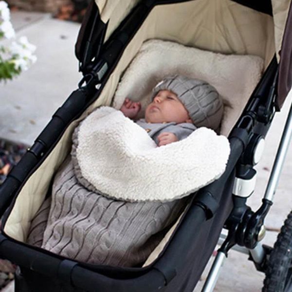 

baby sleeping bag baby thickening plus velvet knit warm sleeping bag wool stroller plus velvet outdoor