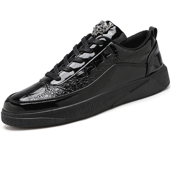 

brand leather men casual shoes superstar fashion sneaker thick sole male flat shoes boots mens designer black