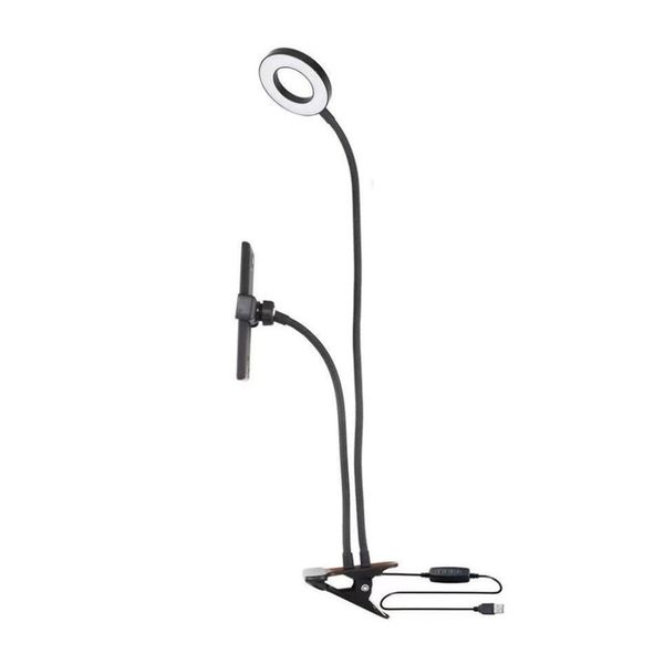 

usb charging power led selfie ring filling light with mobile phone clip holder lazy bracket deskclamp eye care lamp