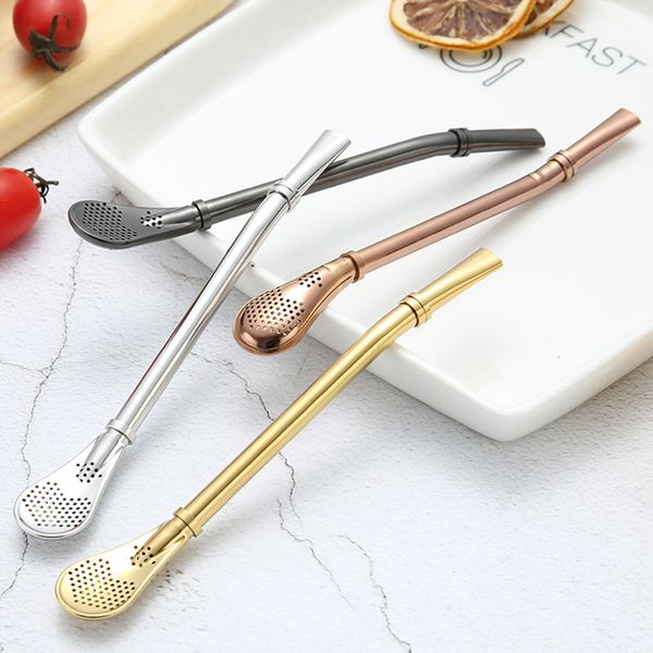 

stainless steel drinking straw spoon tea filter yerba mate tea straws bombilla gourd reusable tea tools washable bar accessories