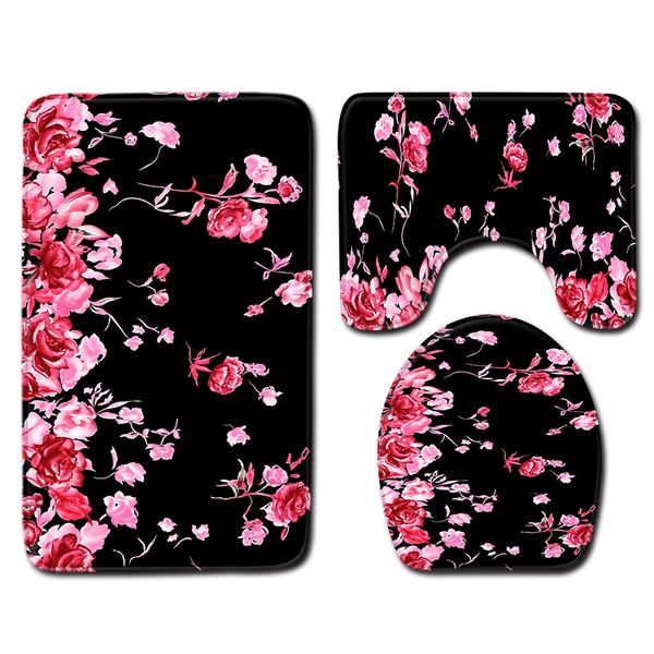 

nordic 3 pcs bath mats carpet bathroom toilet shower room rug carpets memory foam 3d pink floral bathroom bath mat sets