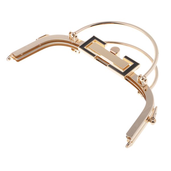 

purse bag kiss clasp lock metal arch frame, Black