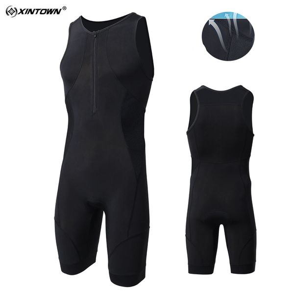 

triathlon one pieces compression men black cycling clothing elastic sleeveless cycling jersey tight breathable bike swim running, Black;blue