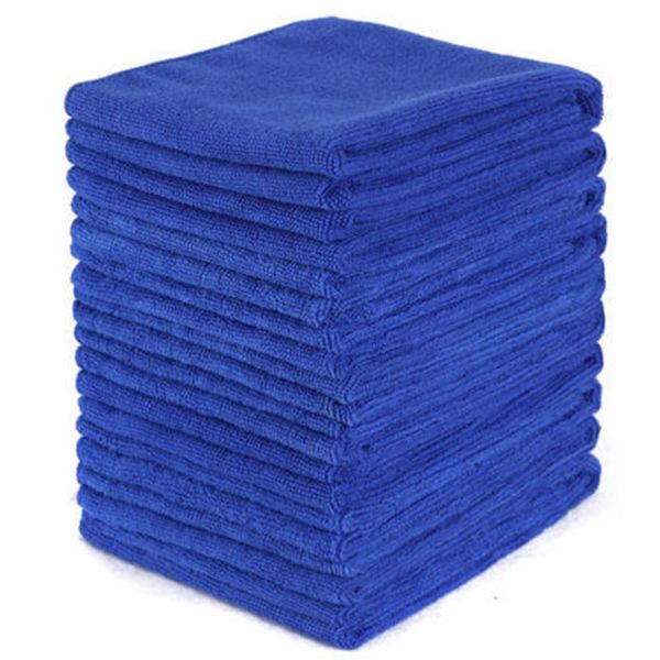 

10pcs blue car soft microfiber cleaning towel absorbent washing cloth square for home kitchen bathroom towels auto care 30x30cm