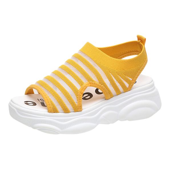 

sandals woman shoes mesh opening ventilation rubber platform comfort wedges peep toe fashion sandals women summer shoes, Black