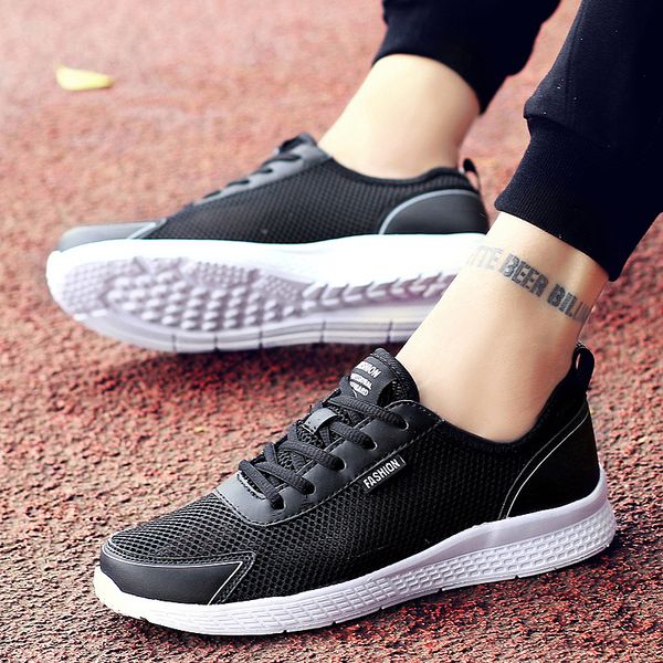 

summer men casual shoes fashion breathable lace up black trainers sneakers big plus size 38-48 male footwear mens mesh shoe