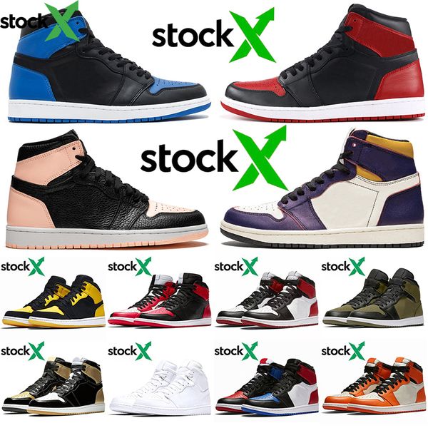 

2020 men basketball shoes new arrival 1s og designer crimson tint court purple love yellow jumpman brand bred women trainers sneakers, Black