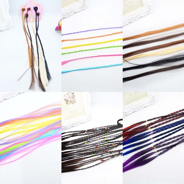 

small claw clip beaded color twist braid children's performance hair beaded wig wig accessories straight hair ring headwear, Slivery;white