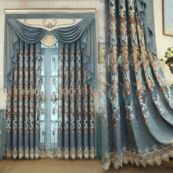 

jacquard european curtain for living room bedroom fresh semi-shading embroidered curtains fabric