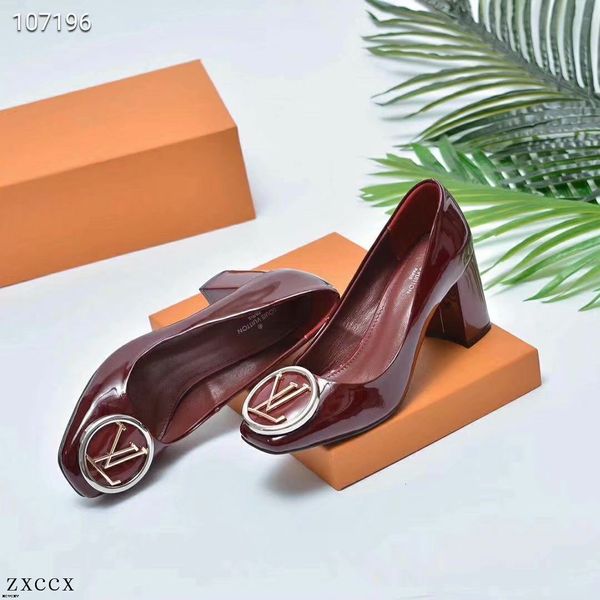 

20mm 2019 women's pumps genuine leather fashion high square heel pointed toe party spring shoes handmade shallow pumps, Black