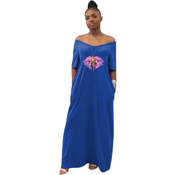 

pure color mouth print v neck mid calf t shirt bodycon dresses holiday fashion casual skirt night party clothing, White;black