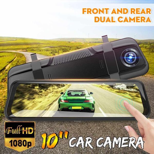 

1080p hd 10-дюймовый автомобильный камера с двумя объективами сенсорного экрана заднего вида автомобиля зеркало камера супер ночное видение