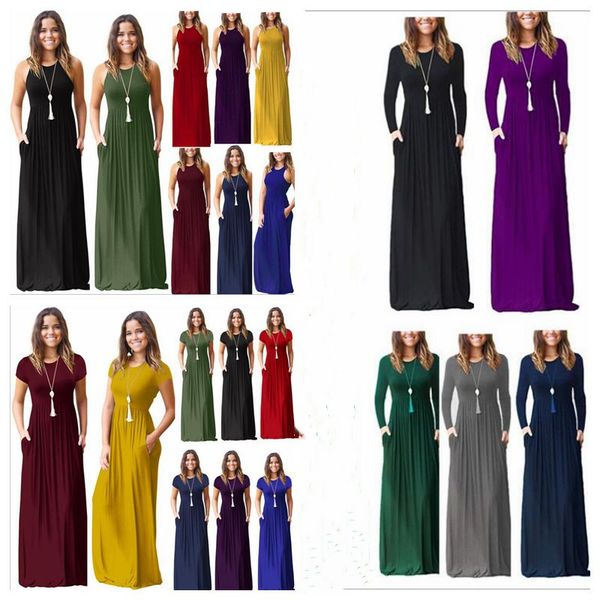 

summer dresses women maxi casual dress long solid dress party beach sundress bodycon designer dress women clothes vestidos 23 colors b3910, Black;gray