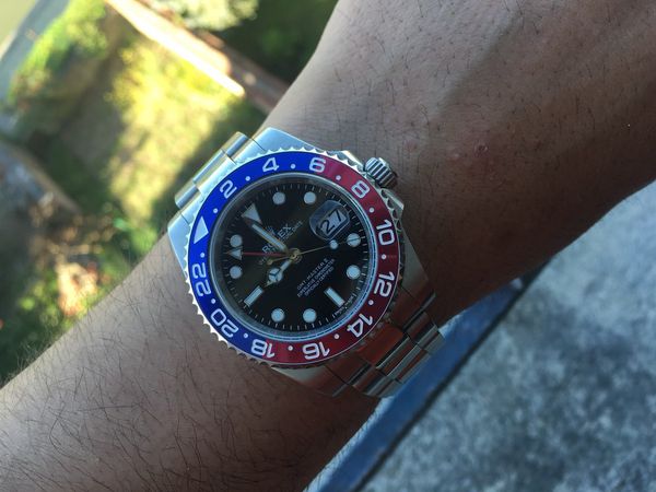 

mens watch automatic mechanical watches gmt stainless steel blue red ceramic sapphire glass 40mm men watches wrist watches, Slivery;brown