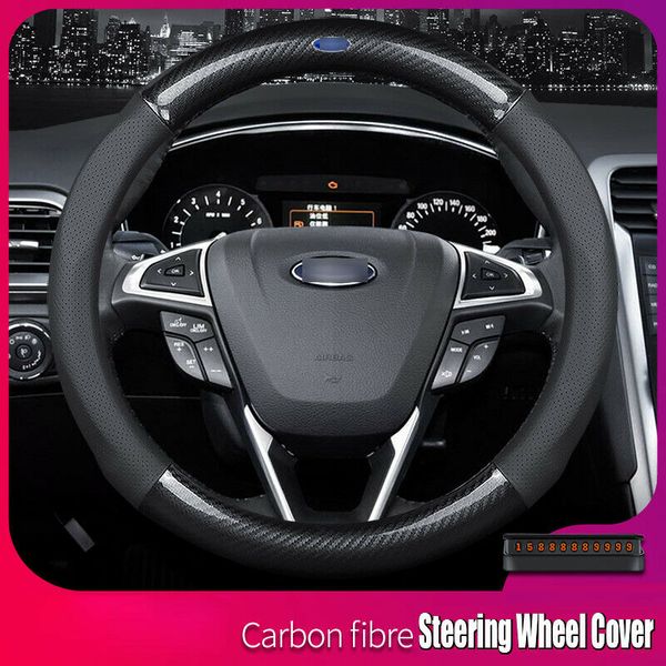 

universal 15 inch size m carbon fiber leather car steering wheel cover for ford