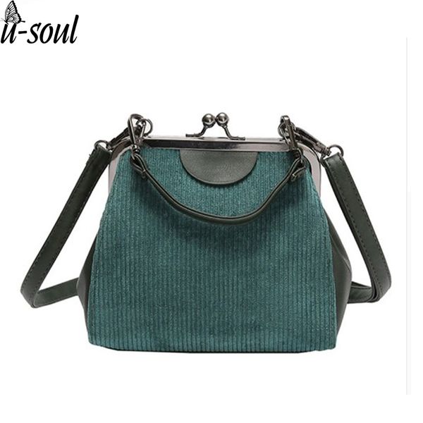 

female messenger striped corduroy bags handbag shoulder bag lock shell crossbody bags for women