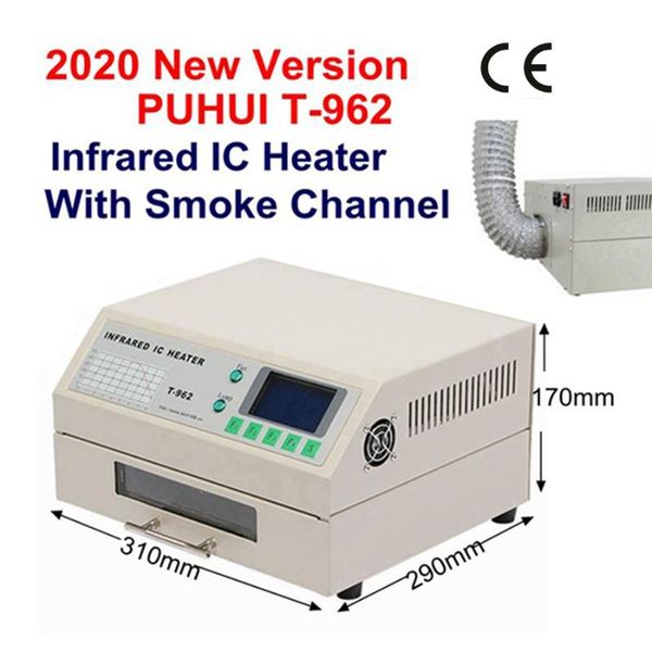 

2020 update t962 infrared ic heater 110v/220v t-962 deskreflow solder bga smd smt rework station t962 reflow wave oven