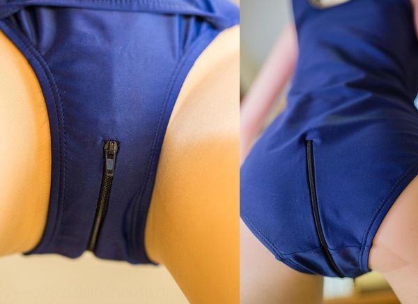 

haizi milk silk charming milk silk high elastic open crotch school swimsuit one-piece swimsuit, White;black