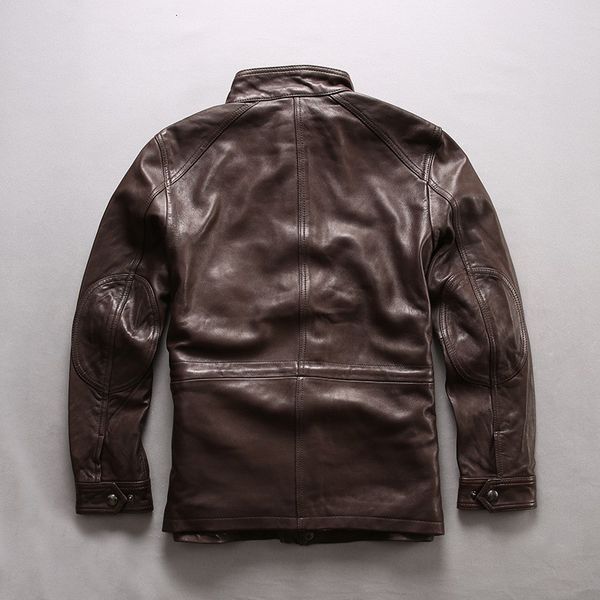 

2020 new brand men's italy sheep real leather coats mens brown sheepskin genuine leather jacket moto vintage windbreaker male, Black