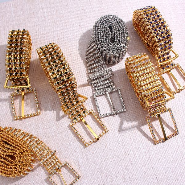 

jjfoucs women shiny belt waist chain belts belts & accessories crystal waistband full rhinestone female party dress pearl belts waistbands j, Black;brown