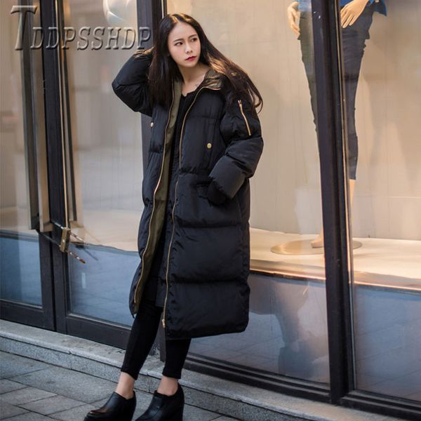 

2019 new korean bf style loose women parkas thick long female parkas, Black