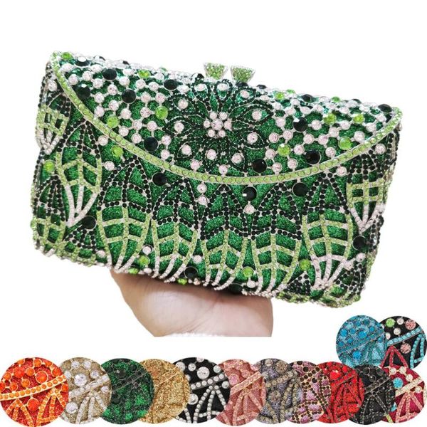 

emerald diamonds clutch bags women prom evening bags flower handbags