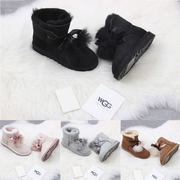 

2018 new winter австралия классический snow boots высокое качество ргд женщины высокие сапоги натуральной кожи бейли bowknot девушка bailey