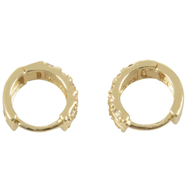 

1 pair gold hoop earrings with white zircon 12.5mmx5mm, Golden;silver