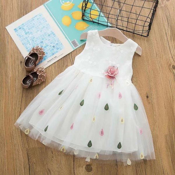 

summer girls dresses 2019 new kids fashion sleeveless print mesh dresses for children prom party clothing girls wedding dress, Red;yellow