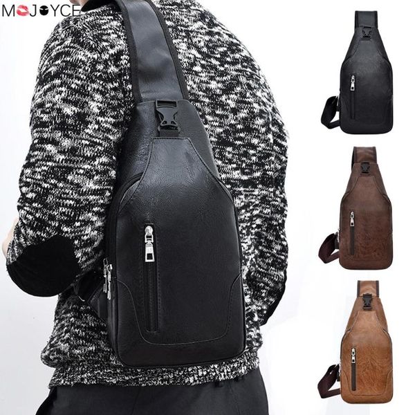 

men leather chest crossbody bags usb travel casual shoulder messenger bag