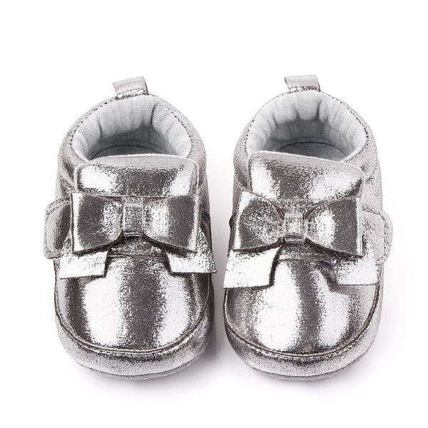 

baby girl shoes shiny silver bowknot spring autumn toddler casual sneaker infants newborn outwear comforts non-slip first walker
