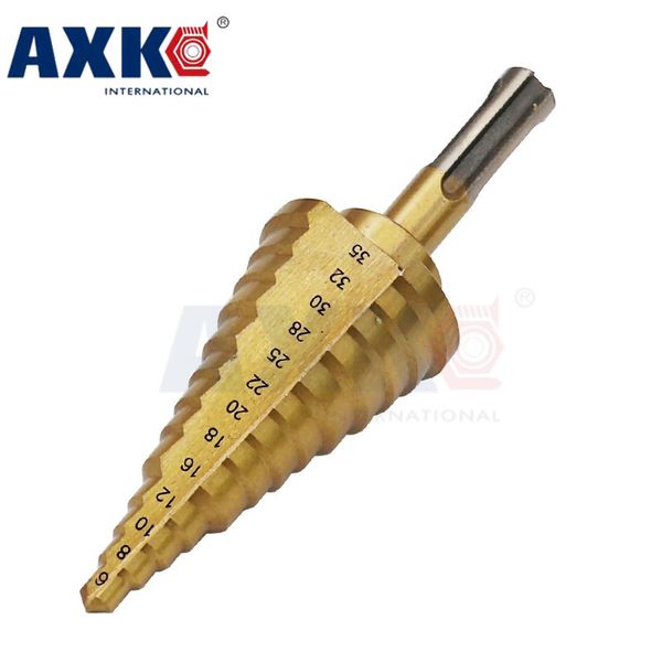 

axk hss 4241 steel large step cone hex shank coated metal drill bit cut tool set hole cutter 6-35mm dt094