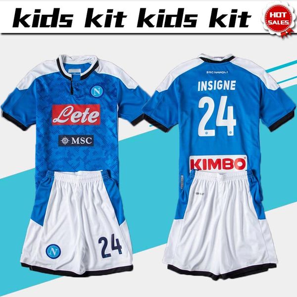

2020 детей костюма napoli главный синий футбол джерси 19/20 детского комплект # 14 mertens # 17 гамшика футбольных форм подгонянного джерси, Black