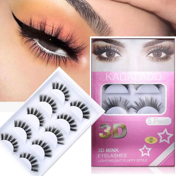 

5 pairs eyelashs natural long 3d faux mink eyelashes thick handmade full strip lashes volume soft mink lashes false eyelashe