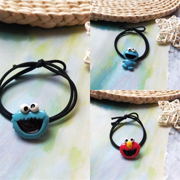 

children's accessories resin cartoon sesame street dessertgirl rubber rope hair rope girl rubber band hair band, Slivery;white