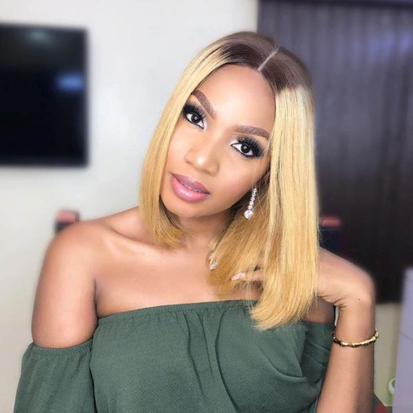 13 6 Ombre Short Bob Lace Front Human Hair Wigs For Black Women