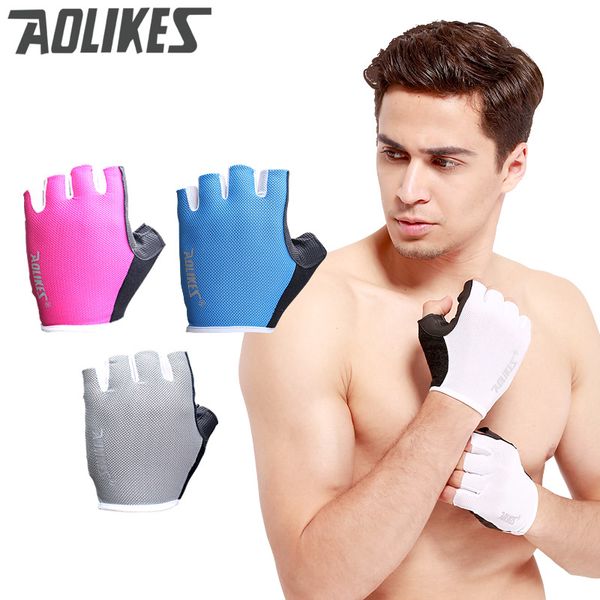 

aolikes 1 pair anti-skid breathable gym gloves body building training sport dumbbell fitness exercise weight lifting gloves