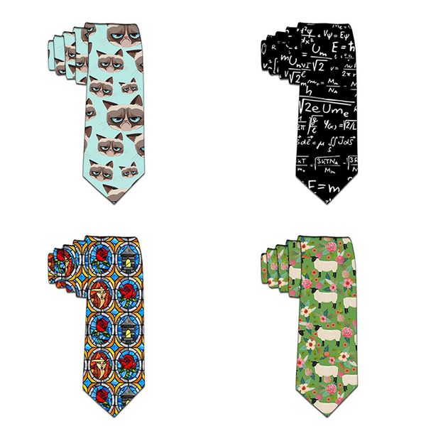 

смешные галстуки для мужчин мультфильма новизна моды ties цветок печатных шей галстуки свадебных подарки партия аксессуары 5ld50, Black;blue