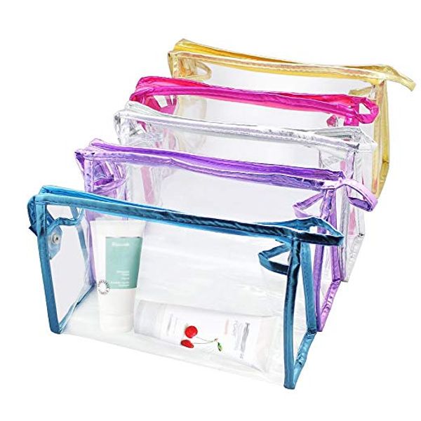 

waterproof pvc cosmetic bag, transparent zippered wash bag vacation, bathroom and organizing bag travel bag pouch